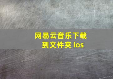 网易云音乐下载到文件夹 ios